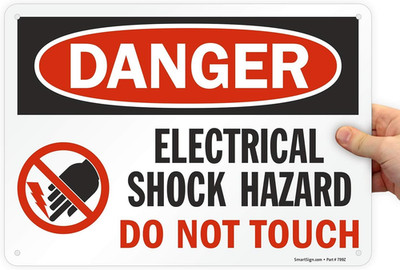 ''Danger - Electrical Shock Hazard, Do Not Touch'' Sign | 10'' x 14'' Aluminum