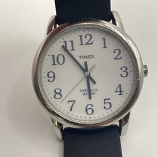 Timex Easy Reader Watch Men T2H281 35mm Silver Tone, Indiglo, New Battery