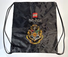 LEGO Harry Potter Hogwarts Crest Drawstring Backpack Gym Bag Black Nylon