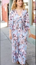 Blue Floral Maxi Dress Medium