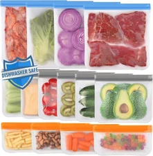 14PCS Reusable Leakproof Freezer & Food Storage Bags