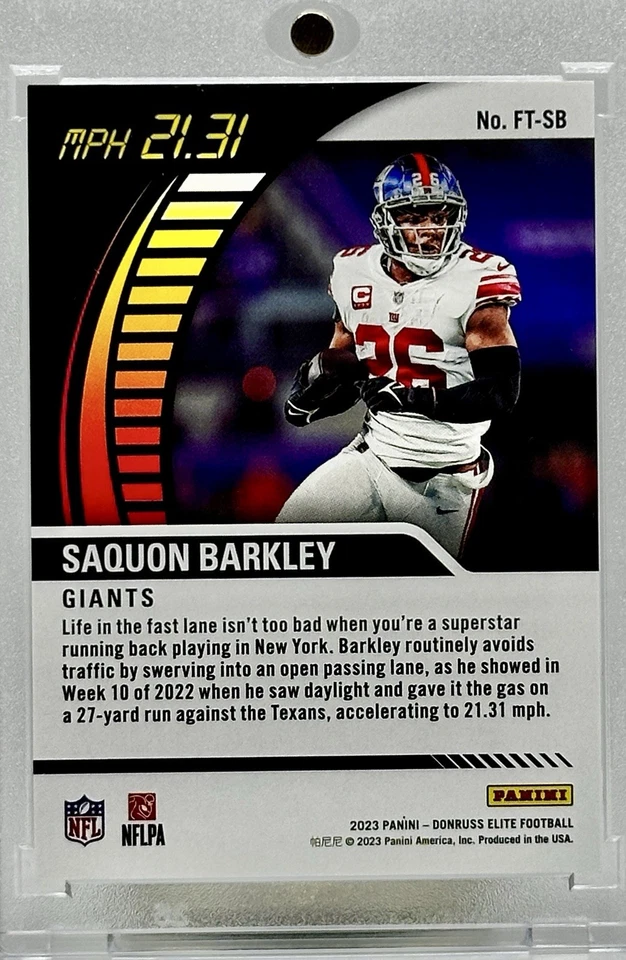 2023 Panini Donruss Elite Saquon Barkley Full Throttle 5/25 FT-SB - Image 2 of 2