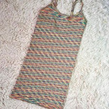 Seamless  Bodycon 90s Inspired Rainbow Knit Summer Aesthetic Mini Cami Dress
