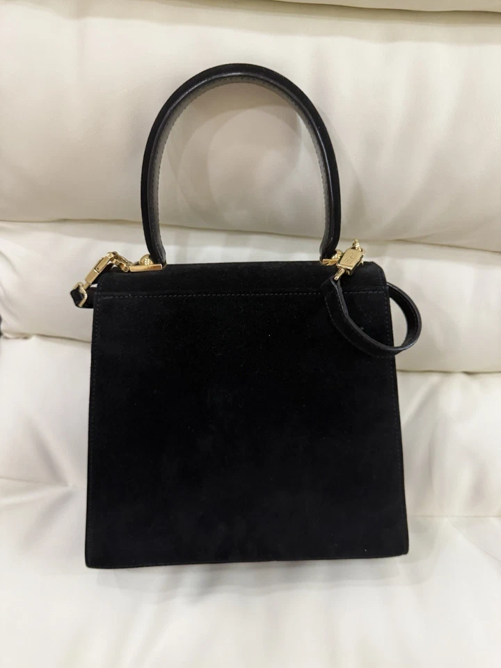 Bolso Salvatore Ferragamo mediano icónico con asa superior negro gamuza Foto 2 de 4