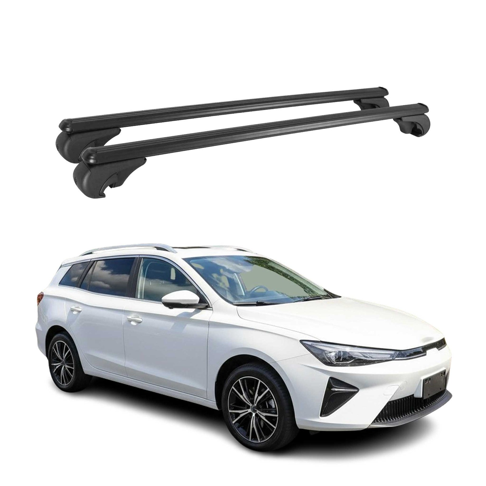 Barres de toit transversales pour MG 5 EV 2017-2026 en aluminium noir