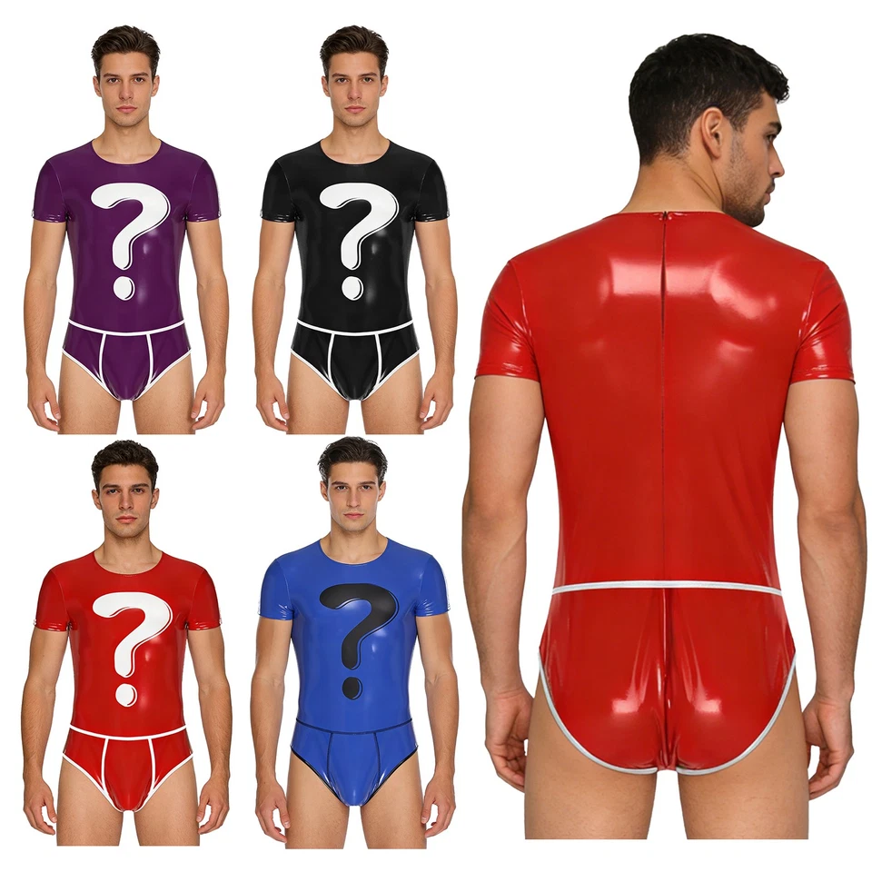 Männer Jumpsuit Dating-Abend Unitard Glänzend Body Flüssig Ein Stück Schlank - Bild 1 von 4