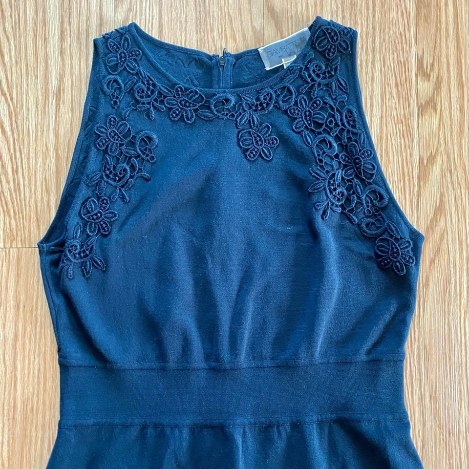 Giambattista Valli Black Italian Lace Knit Sheath Dress US Womens 10 - Image 3 of 4