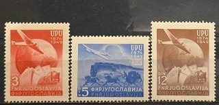 Yugoslavia MH Scott 265 267 U.P.U. 75th Anniversary 1949 Set