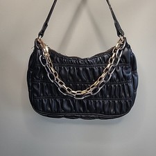 STEVE MADDEN Bswagger Embellished Crinkle Leather Shoulder Bag Chain Detail