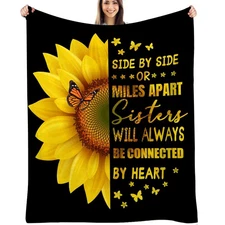 Sunflower Sister Blanket Gift - 60'x80' Birthday, Christmas Decorations Throw...