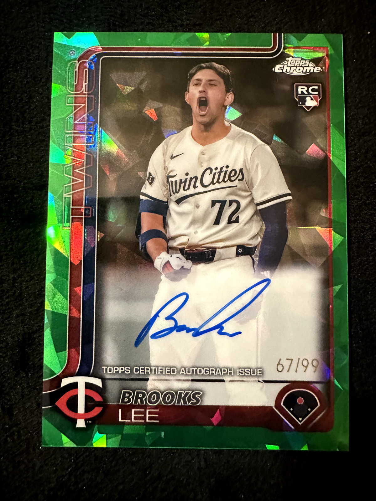 2025 Topps Chrome Sapphire Auto RC Brooks Lee Twins Green /99