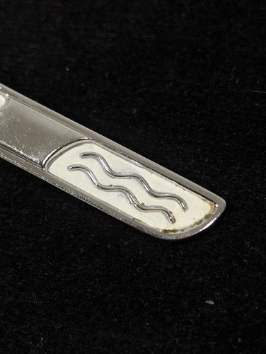 Vintage Anson White Enamel Wavy Bar Tie Clip MCM Mid Century Modern - Picture 4 of 5