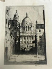 19th Century Etching By M.M Rudge Pencil Signed 