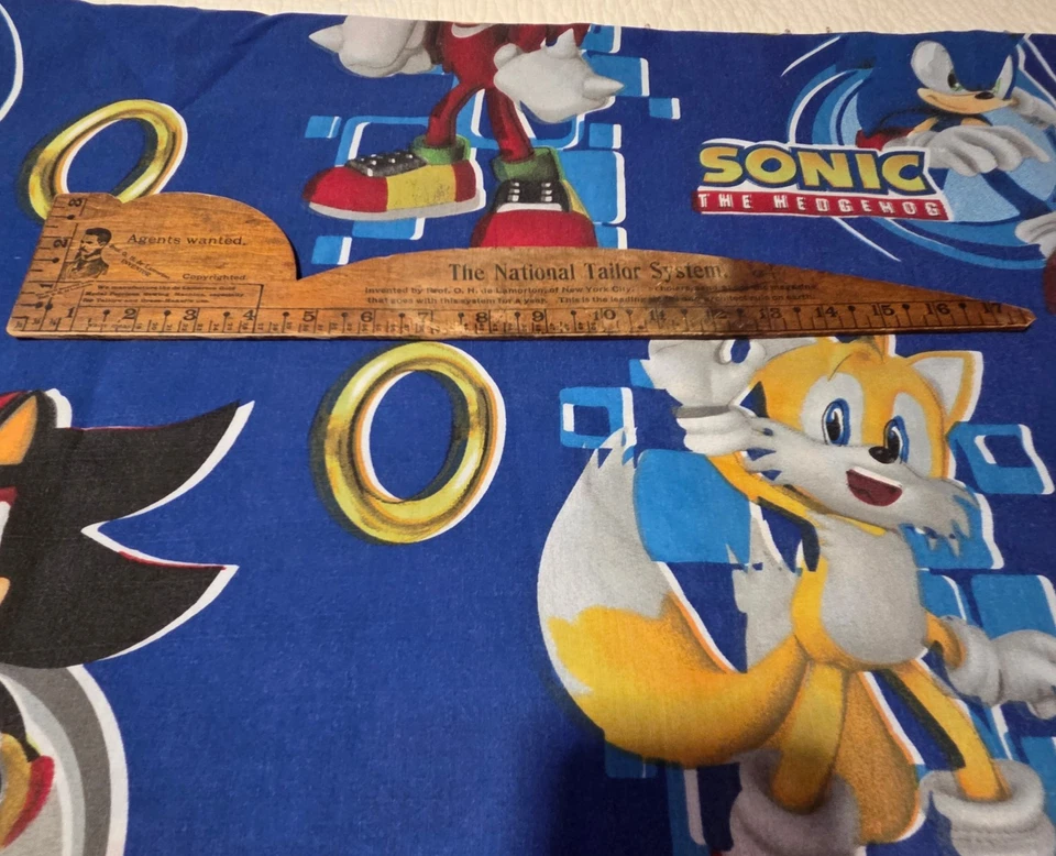 Sonic the Hedgehog Twin Плоская Простыня Винтажный Хлопковый Дизайн с Кольцами - Изображение 4 из 4