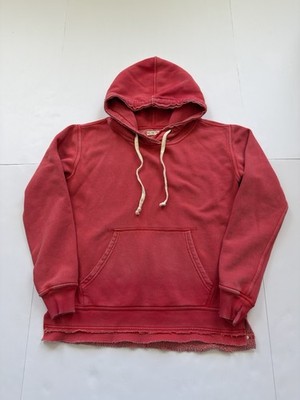 We The Free Zuma Hoodie Distressed Red Raw Hem Oversized Small Free People