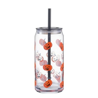 Halloween Cute Pumpkin Tumbler Glass Sipper Cups 20oz Cold Drinks Festive