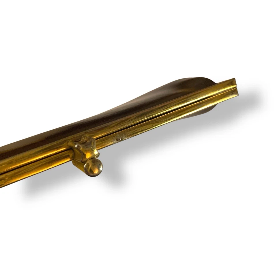 Vintage Etra Brown Vinyl Clutch Purse Envelope Handbag Hidden Gold Chain Party - Image 4 of 4