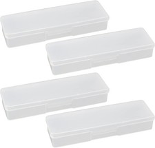 4PCS Clear Containers Box W/ Hinged Lid Snap Closure Plastic Storage Organizer