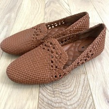 Birdies The Starling Loafer Flat Shoe Size 5 Cognac Openweave Vegan