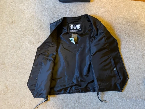 HWK Motor Sports Men Size Medium Classic Vest Black Leather Motorcycle Bike image 3
