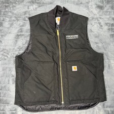 Carhartt V01 Duck Vest Mens XL Black Quilt Lined Cotton Canvas Workwear Utility
