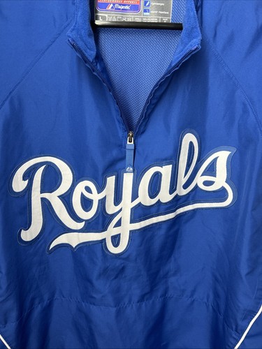 Kansas City Royals Majestic Wind breaker Pullover Sz L Men Blue 1/4 Zip Pocket - Picture 3 of 7