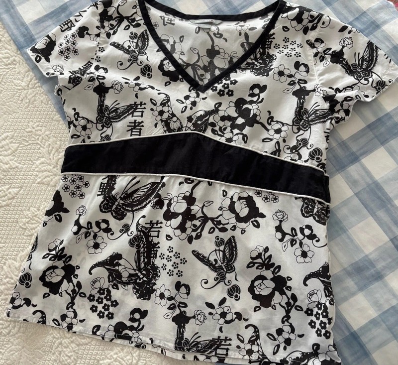 H&M DUBSTERS SuMMeR CoTToN Black & White BLouSe Girl’s 14 Y Asian Motif