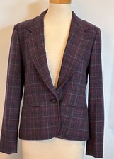 Pendleton 100 Virgin Wool Blazer Women s 10 Purple Plaid USA Windowpane Jacket
