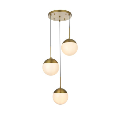 Living District Eclipse 3 Light 18'' Pendant, Satin Gold/Frosted White - LD6068SG
