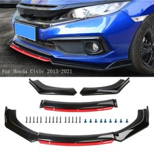 Front Bumper Lip Spoiler For Honda Civic 2013-2021 Sedan Hatchback Gloss Black 