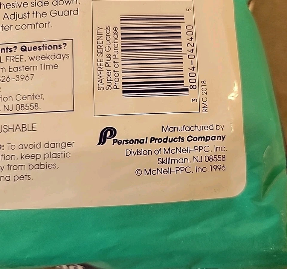 Protección de vejiga Stayfree SERENITY Stayfree de colección NOS 1996 SUPER PLUS - Paquete de 24  Foto 3 de 4