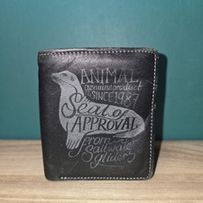 Animal Leather Bifold Wallet w/ Coin Pocket & Seal Graphic Logo