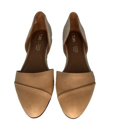  Toms Julie D'Orsay Flats Honey Leather Size 9 Gold/Tan Heel