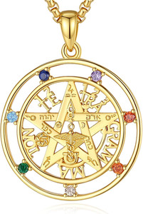 Authentic Sterling Silver Gold Pentacle 18k Gold Plated Pentagram Necklace Women Men 24"