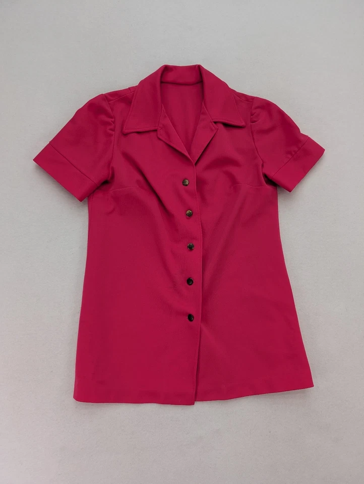 Traje de ocio vintage años 70 para mujer talla L rosa poliéster discoteca hecho a mano DEFECTOS Foto 2 de 4