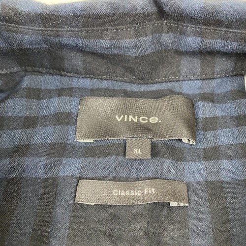 Vince Men's Long Sleeve Plaid Shirt Size XL Black Classic Fit - Picture 19 of 24