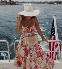 Zimmermann Honour Dress Size 1 AU 10 US 6 Tie Shoulder Midi-Perfect Condition