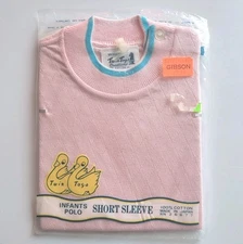 Vintage 80s Twin Togs 9mo Infant Polo Shirt Pink Blue Knit Short Sleeve- Cotton.