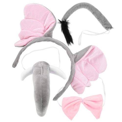 Set copricapo elefante cosplay fiocco cravatta festa fascia per capelli donna bambino - Foto 6 di 12