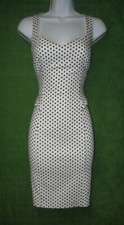 Guess White Black Polka Dot Stretch Cotton Sheath Sweetheart Dress 10 $99 MISC