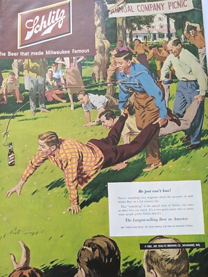 1951 vintage Schlitz beer ad. the beer that made Milwaukee famous. 