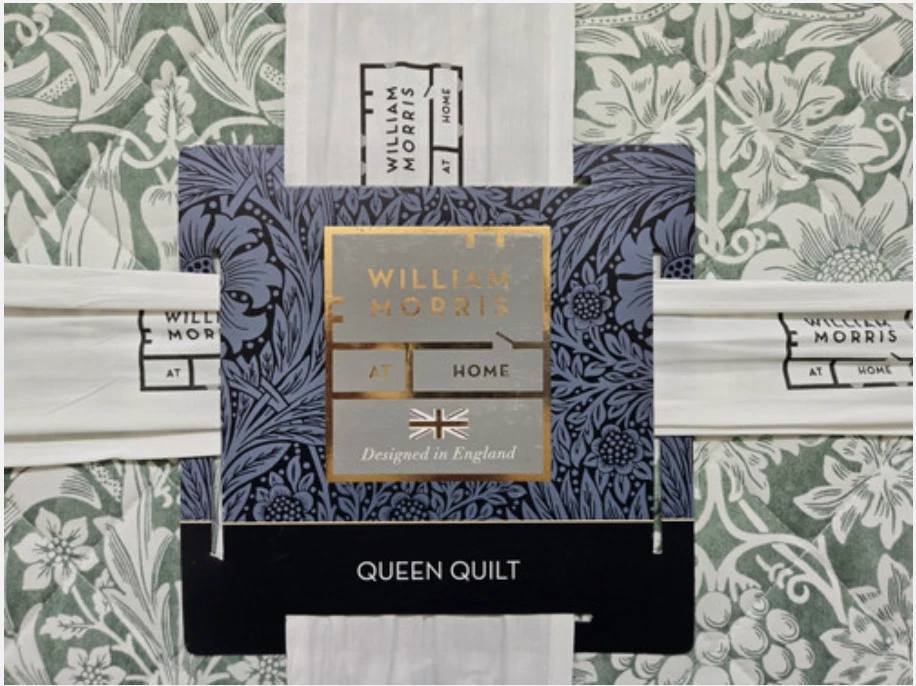 Edredón William Morris Queen Size Floral Algodón 90" X 90" Girasol Evergreen Foto 3 de 3