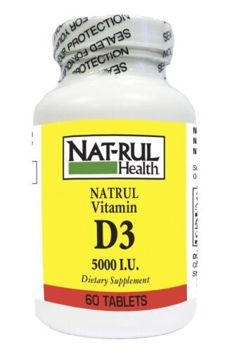 Nat-Rul Natural Vitamin D3 5000 IU Dietary Supplements Tablets 60 Count 2 Pack - Picture 2 of 5