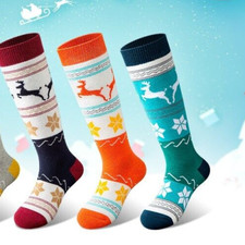 6 pairs KUYOU Kids Ski Socks Children Warm Long Knee High, red orange blue