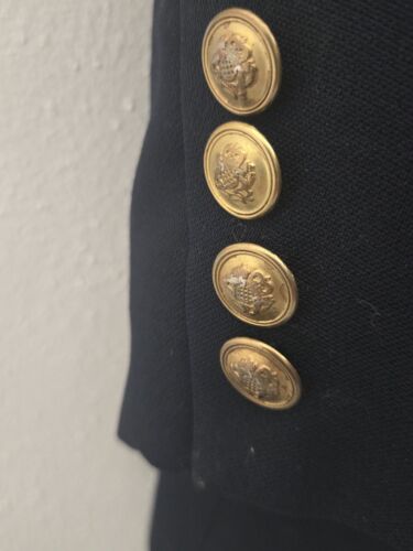 LRL Ralph Lauren vtg Blazer Jacket Gold Crown Worsted Wool women 14 navy USA - Picture 5 of 16