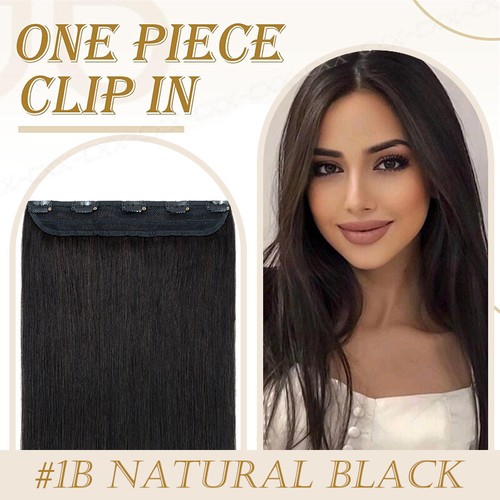 Thick Remy One Piece Clip In 100% Human Hair Extensions Full Head Brown Blonde A - Picture 22 of 53