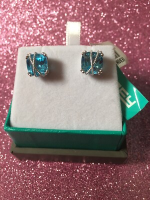 NEW! EFFY BLUE TOPAZ STERLING SILVER EARRINGS/ MSRP