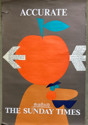 Seltenes Sunday Times Poster von Patrick Tilley - Vintage 60er Jahre Poster