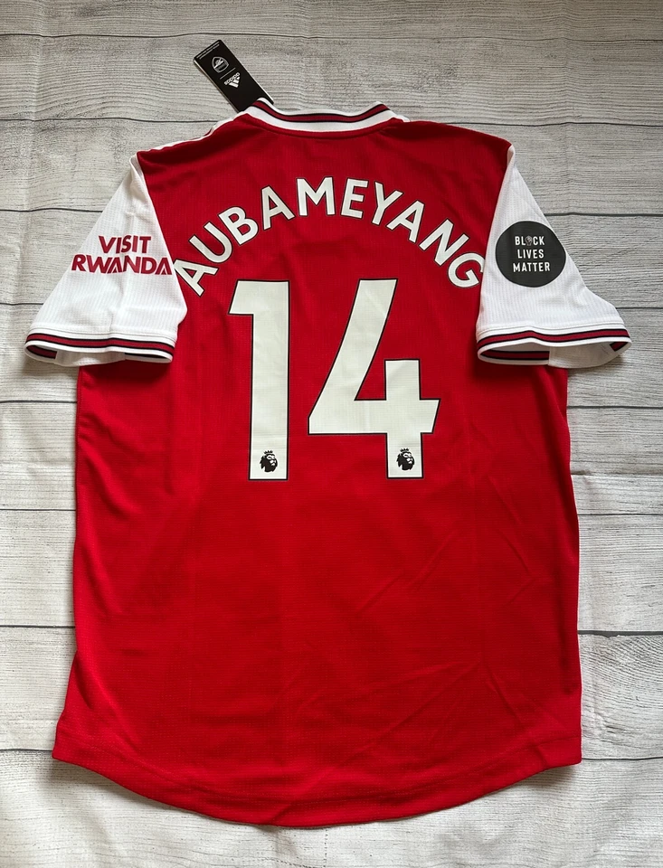 Arsenal 19/20 kitroom / match issue Home shirt - #14 Auba - size 8 (L) - BLM - Image 2 of 4