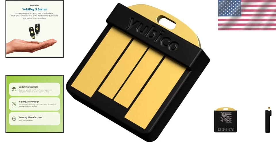 Compact YubiKey 5 Nano - FIDO Certified 2FA Security Key for Seamless Access - Image 2 of 4